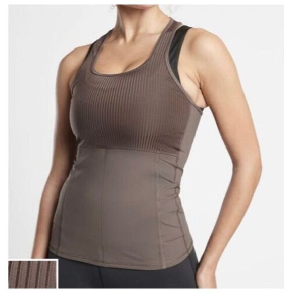 Athleta Vitality Ribbed Tank Top Racerback Mocha Brown Size M - Picture 2 of 16